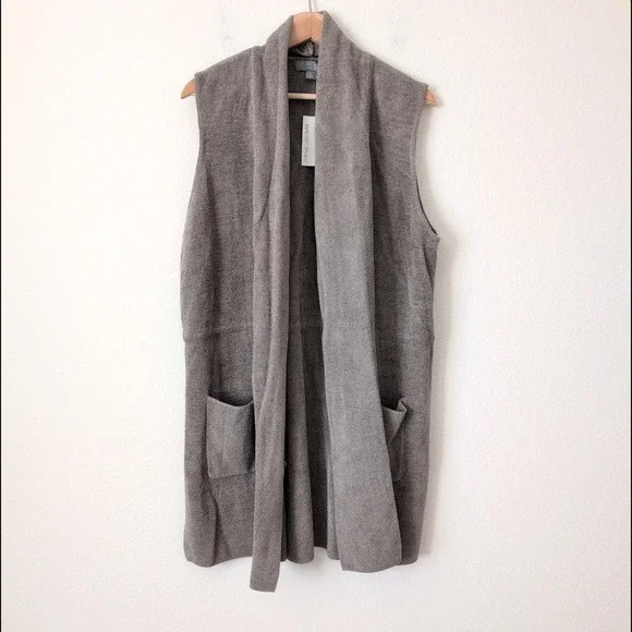 NWT Barefoot Dreams CozyChic Ultra Lite Shawl Vest Brown Loden XL BDWCU21535 - Picture 6 of 9